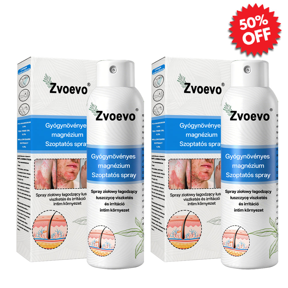 Hivatalos bolt: Zvoevo® Magnéziumos gyógynövényes spray pikkelysömörre ⚕️ MHRA tanúsítvánnyal (enyhíti a pikkelysömört, ekcémát, kezeli pattanásokat, szemölcsöket, javítja bakteriális fertőzéseket)