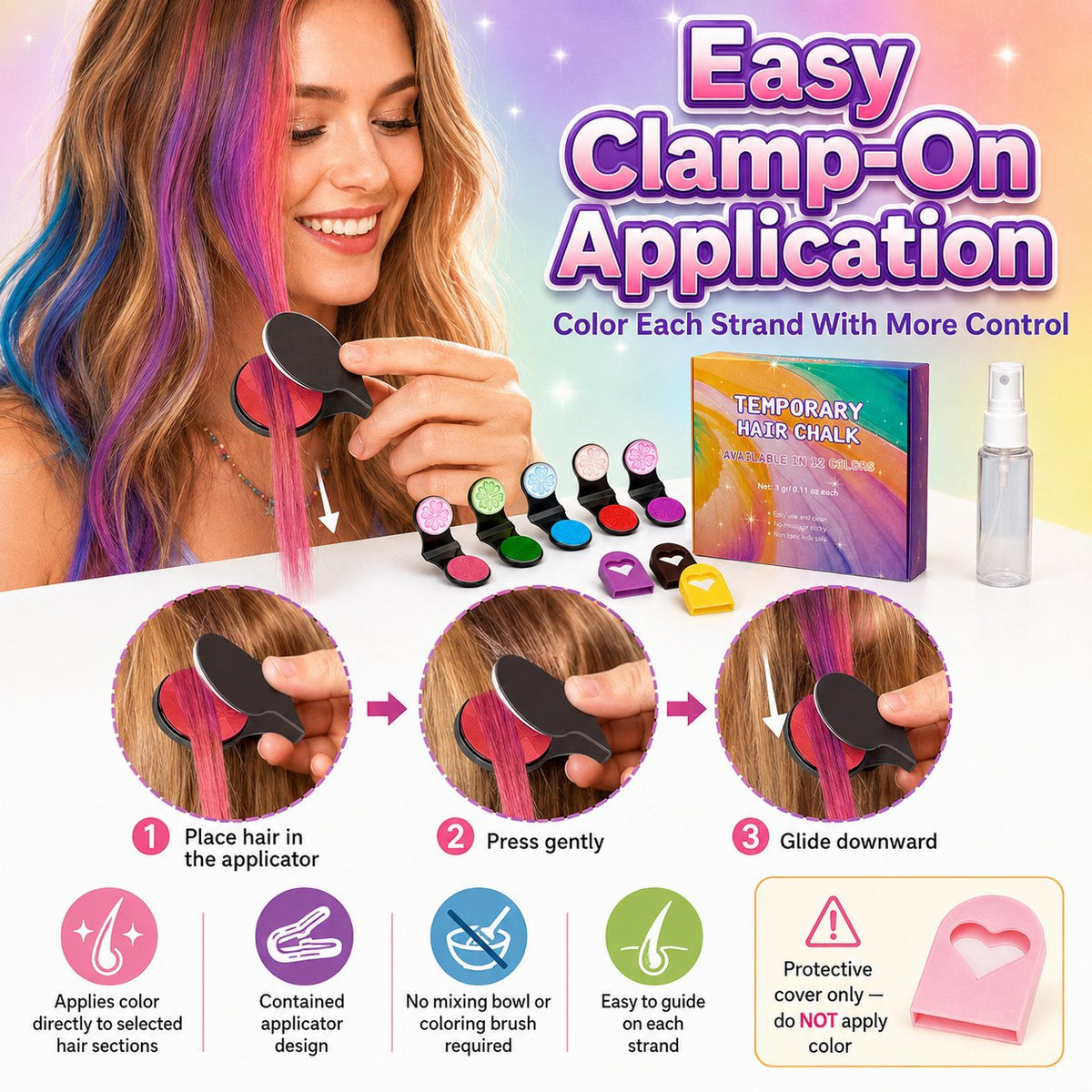 🌈DOCTIA® 12-Color Temporary Hair Chalk Applicator Set ✨