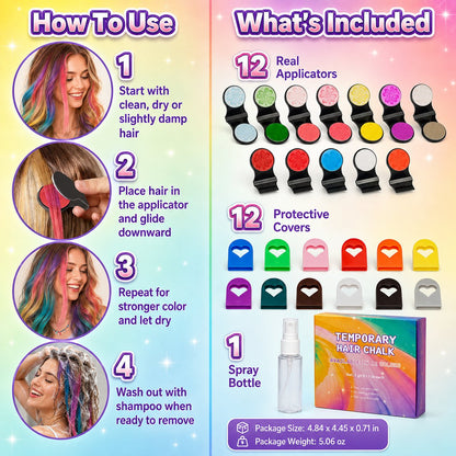 🌈DOCTIA® 12-Color Temporary Hair Chalk Applicator Set ✨