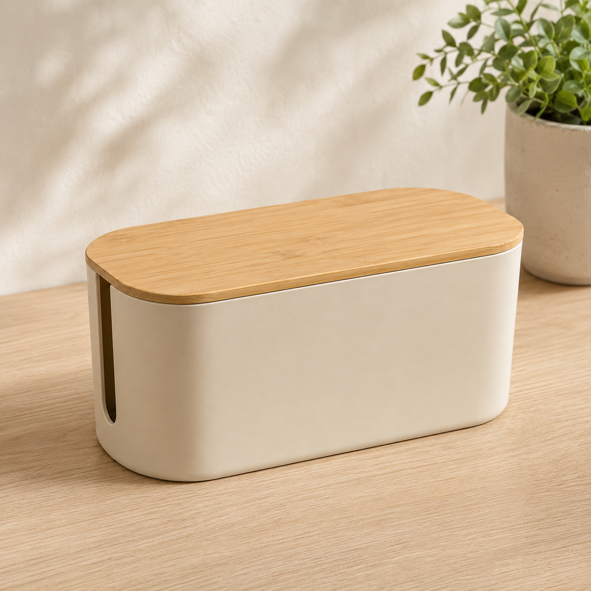 Bamboo Lid Cable Management Box