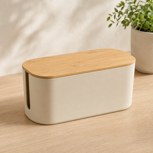 Bamboo Lid Cable Management Box