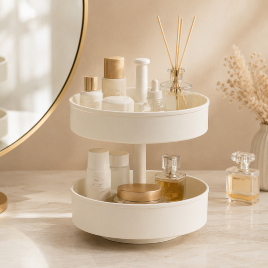 2-Tier Rotating Vanity Organizer Tray
