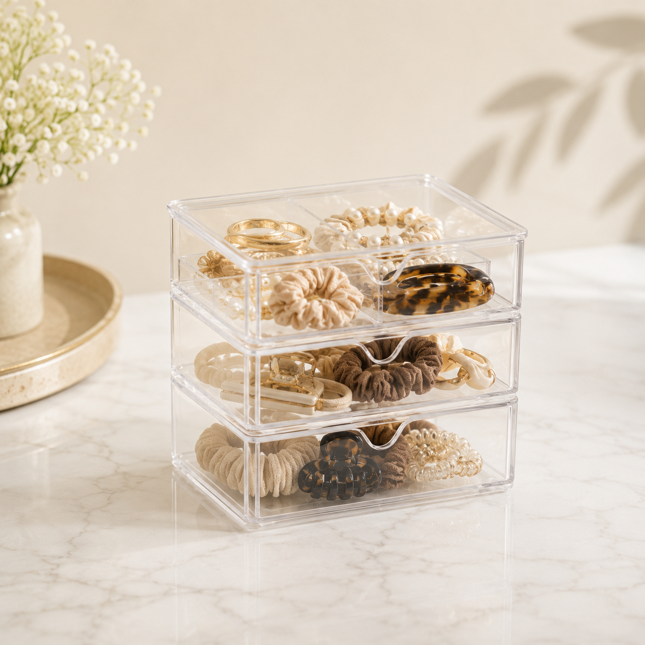 Clear Stackable Jewelry & Hair Accessory Organizer