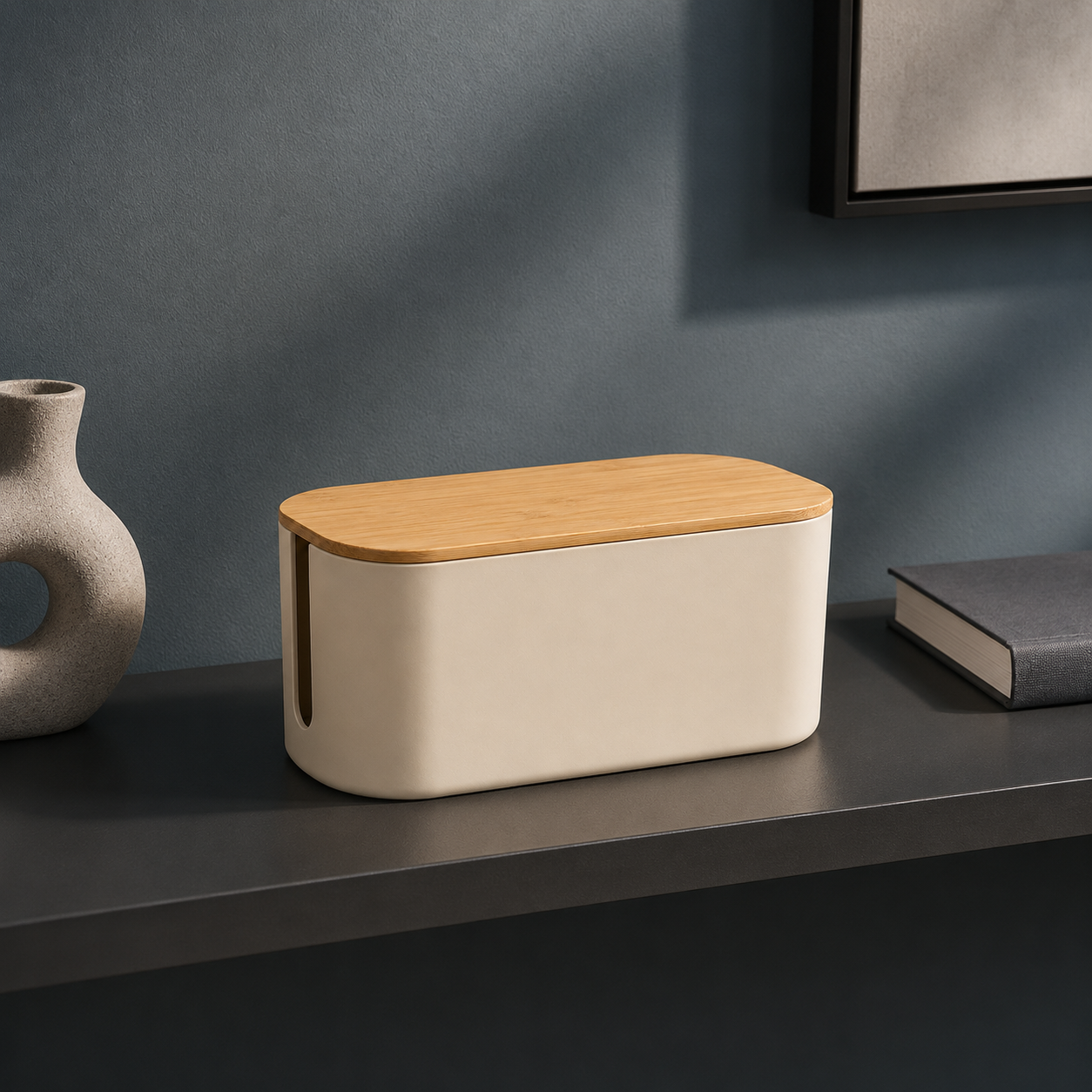 Bamboo Lid Cable Management Box