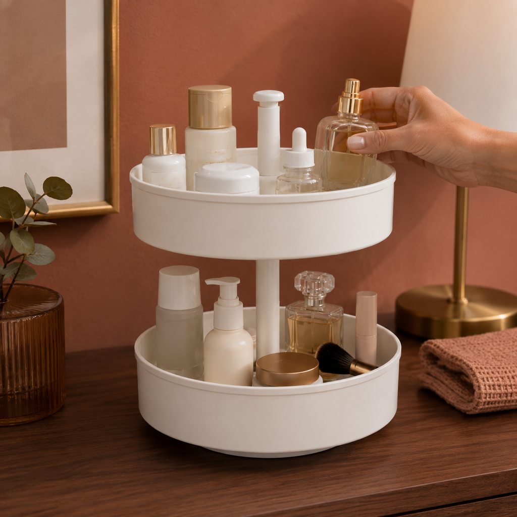 2-Tier Rotating Vanity Organizer Tray