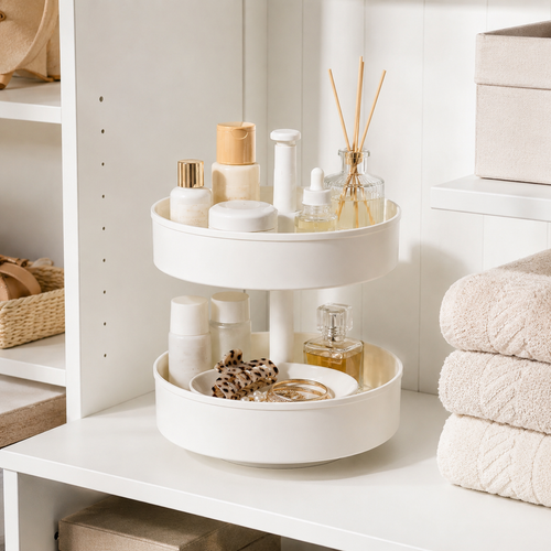 2-Tier Rotating Vanity Organizer Tray