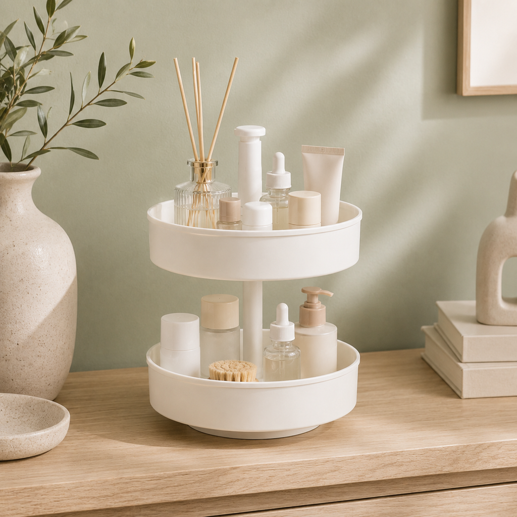 2-Tier Rotating Vanity Organizer Tray
