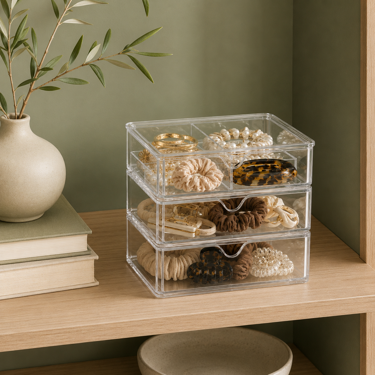 Clear Stackable Jewelry & Hair Accessory Organizer