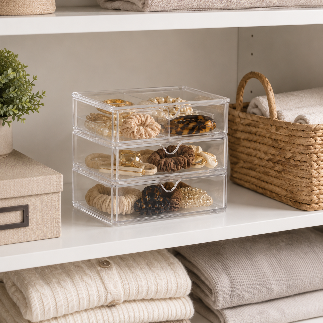 Clear Stackable Jewelry & Hair Accessory Organizer