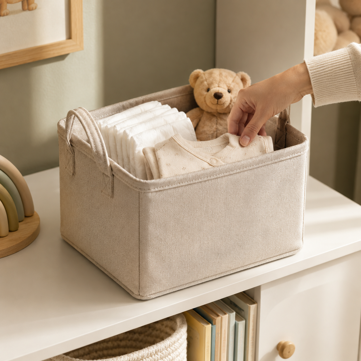 Foldable Fabric Storage Basket with Handles