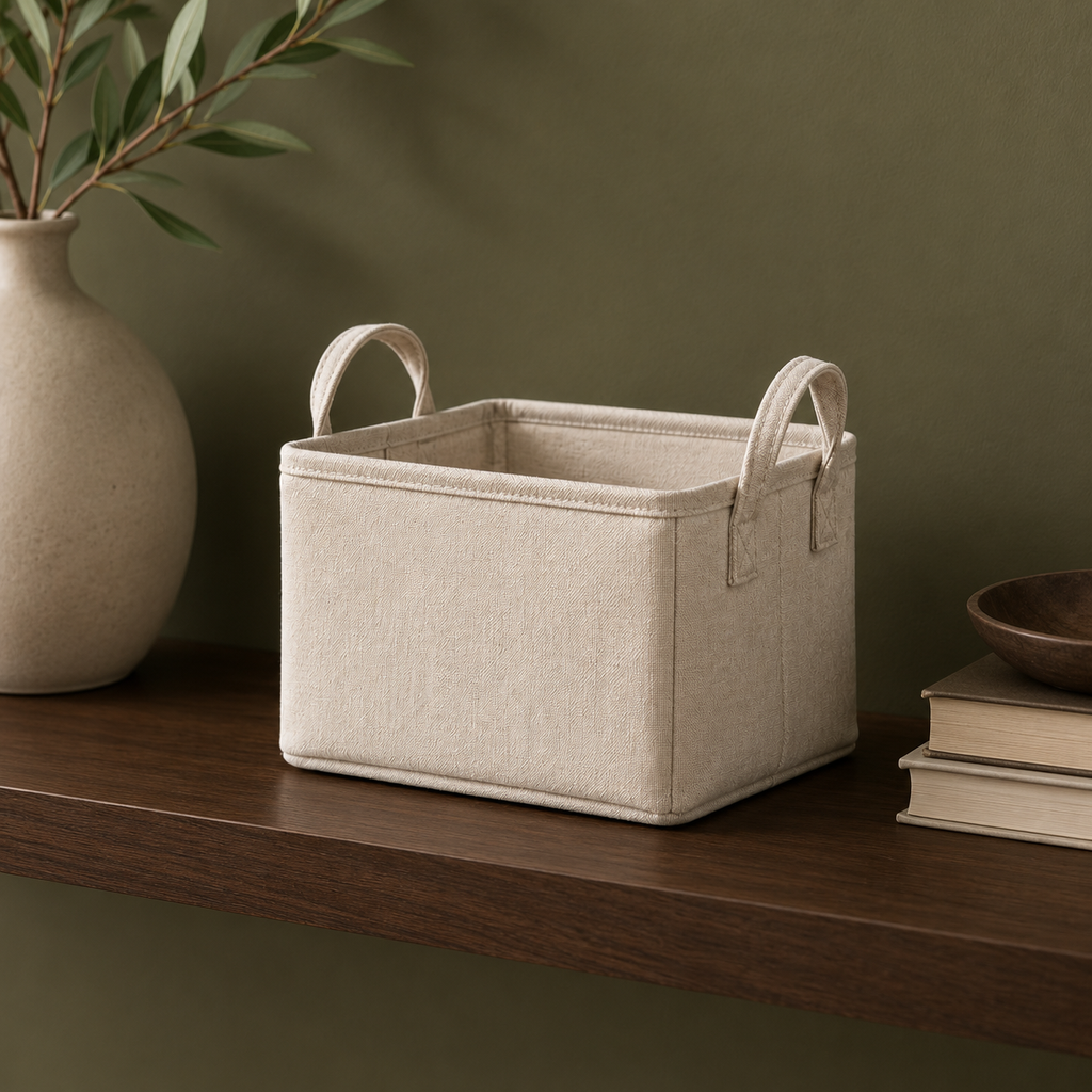 Foldable Fabric Storage Basket with Handles
