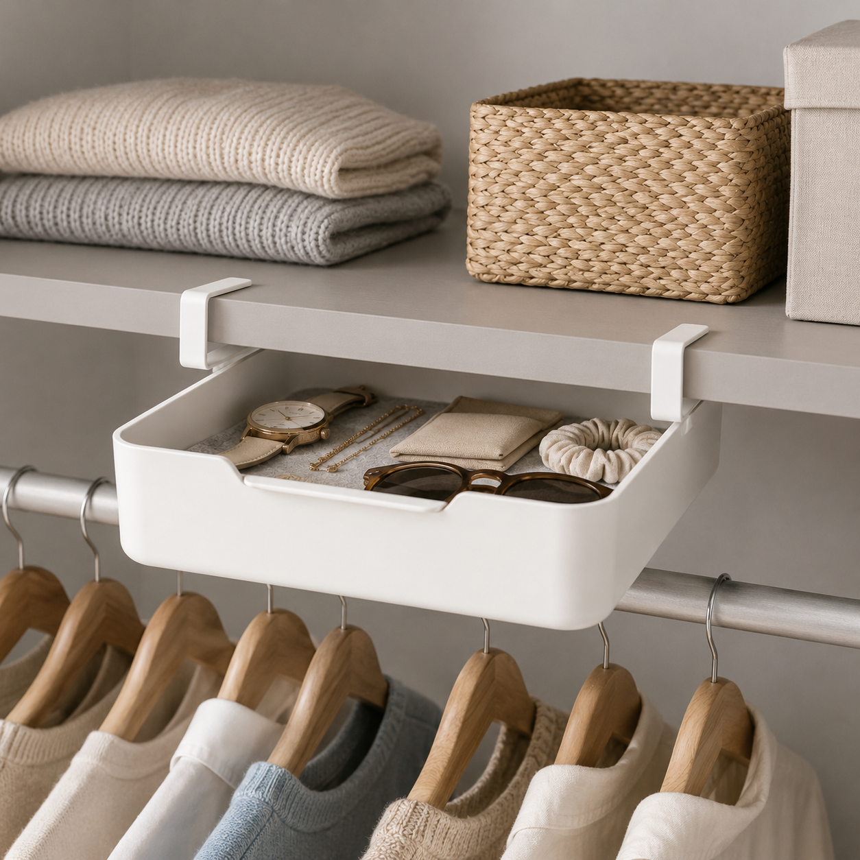 Under-Shelf Hanging Storage Drawer