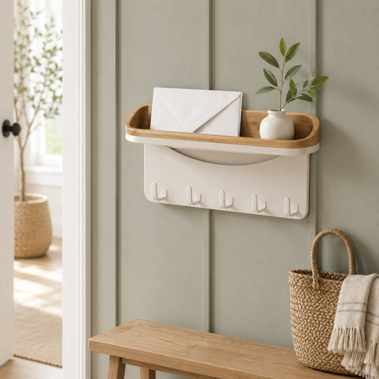 Wall-Mounted Entryway Mail & Key Organizer
