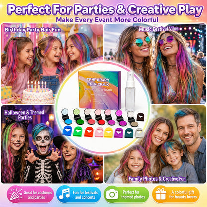 🌈DOCTIA® 12-Color Temporary Hair Chalk Applicator Set ✨