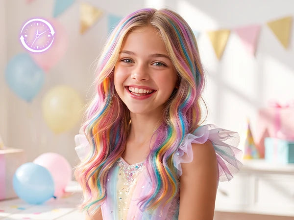 Colorful hairstyle for a celebration